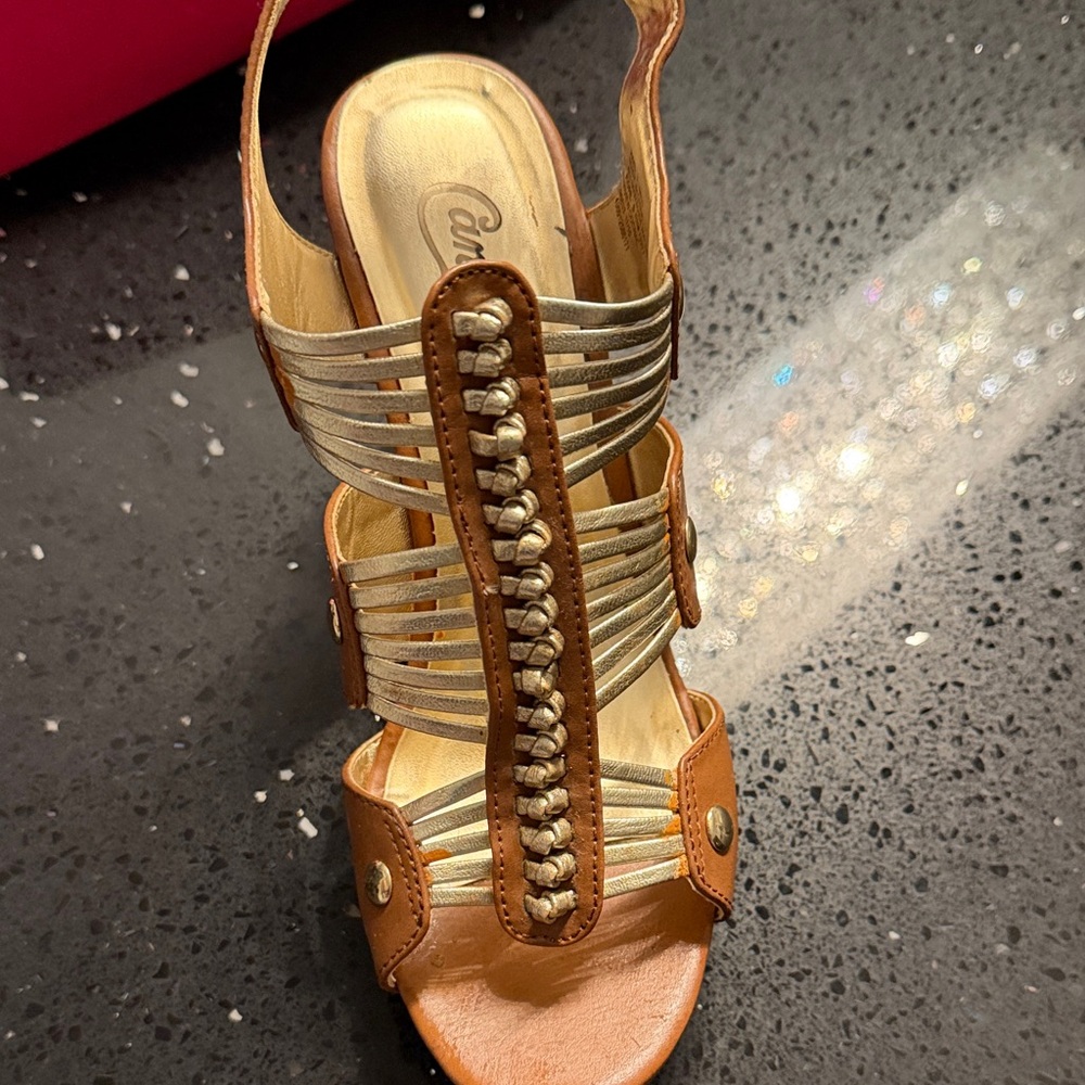 Candie's Tan and Silver Strappy Sandals